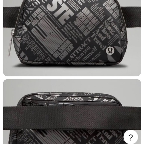 lululemon everywhere belt bag 1l manifesto print 💙 Lululemon Everywhere Belt Bag 1L Manifesto Print Black/Silver NWT💙